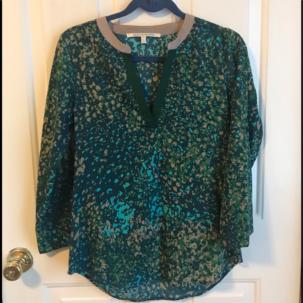 Casual green and turquoise blouse